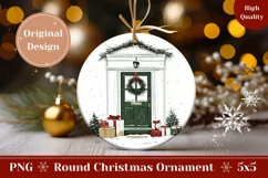 Christmas Door Ornament, Watercolor Christmas Ornament PNG Product Image 1