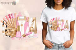 Nail Tech Sublimation PNG White Pink Gold Beauty Design Product Image 2