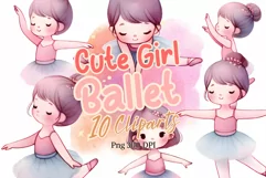 Cute Girl ballet watercolor illustration clipart Product Image 1