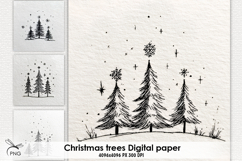 Christmas trees digital paper, background clipart Product Image 1