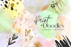 Green, Yellow, Pink Colourful Paint and Glitter Doodles Product Image 1