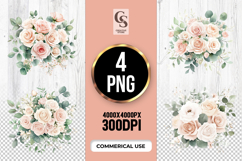 Watercolor Rose Floral Bouquet Clipart PNG Product Image 1