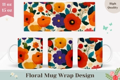 Floral Mug Template, Art Flowers Mug PNG, Floral Print Product Image 1