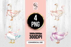 Watercolor Goose and Girl Clipart Sublimation PNG Product Image 1