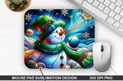 Snowman Mouse Pad Sublimation, Christmas Mouse Pad PNG Product Image 1