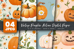 Vintage Pumpkin Autumn Digital Paper Product Image 1