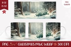 Winter Forest Mug Wrap, Winter Flowers Mug Template Product Image 1