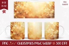 Gold Glitter Christmas Mug Wrap, Christmas Coffee Mug Design Product Image 1