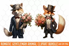 Romantic Gentleman Animal clipart, Watercolor Clipart Product Image 1