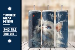 Watercolor Cat Tumbler Warp Design Product Image 1