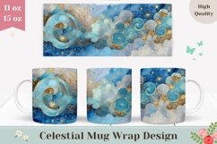 Sky Mug Wrap Design, Glitter Clouds Mug Sublimation Product Image 1