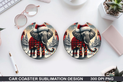 Elephant Car Coaster Sublimation| Christmas Coaster PNG Product Image 1