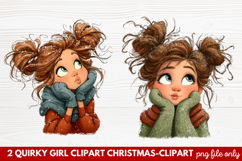 Quirky Girl Christmas Clipart | Fun Holiday Girl PNG Product Image 1