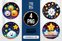 Cute Star Cloud Clipart Sublimation PNG Product Image 1