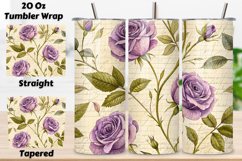 Pressed Flower Rose Seamless Tumbler Wrap, Muted Lavender Product Image 1