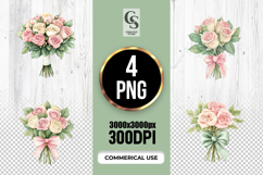 Watercolor Rose Bouquet Clipart PNG Product Image 1