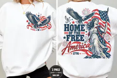 Home Of The Free Front Back Eagle PNG, Patriotic Eagle Chest Product Image 1