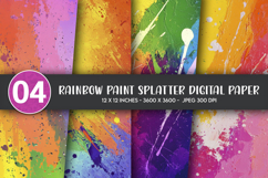 Rainbow Paint Splatter Digital Paper Product Image 1