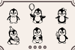 Cute Penguin svg Bundle, Penguin with Cake svg, png Product Image 1