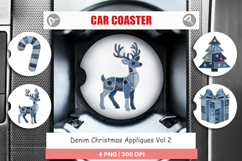 Denim Christmas Appliques Car Coaster Product Image 1