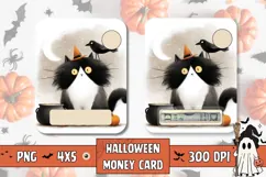 Cartoon Cat Money Card, Printable Halloween Money Card Product Image 1
