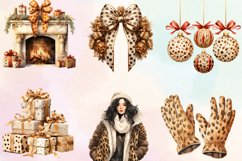 Leopard Print Christmas Clipart Bundle, Leopard Print Christ Product Image 2