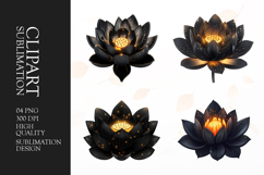 Black and golden flower clipart sublimation png Product Image 1