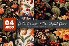 Rustic Sunflower Autumn Digital Paper Product Image 1