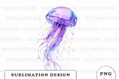 Watercolor Jellyfish sublimation png Product Image 1
