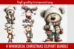 4 Whimsical Christmas Clipart | Cute Festive Holiday PNG Product Image 1