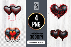 Dark Ornamental Heart Illustration Clipart Sublimation PNG Product Image 1