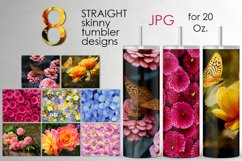 Oil paint flower Skinny tumbler design | Sublimation bundle Product Image 1