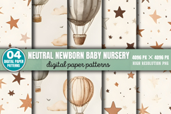 Neutral Newborn Baby Nursery Digital Paper Background PNG Product Image 1