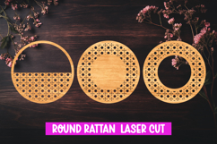 Boho Rattan Round Signs Laser Cut SVG, Home Decor Laser cut Product Image 1
