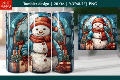 Stained Glass Snowman tumbler, Christmas tumbler sublimation Product Image 1