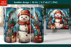 Stained Glass Snowman tumbler, Christmas tumbler sublimation Product Image 1