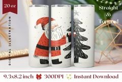 Christmas Tree Tumbler Wrap, Santa Claus Tumbler Sublimation Product Image 1