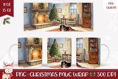 Christmas Dog Mug, Christmas Fireplace Mug Sublimation Product Image 1