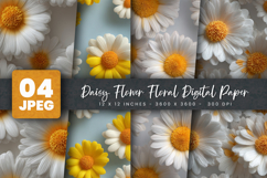 Daisy Flower Floral Digital Paper Product Image 1