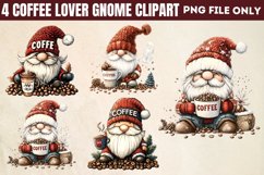 Coffee Lover Gnome Clipart PNG Product Image 1