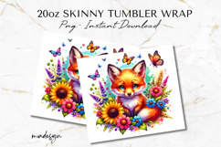 Fox 20oz Skinny Tumbler Wrap PNG for Sublimation Product Image 2