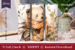 Christmas Tumbler Wrap, Christmas Bear Tumbler Sublimation Product Image 1