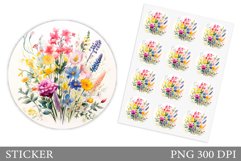 Wildflowers Sticker Design. Floral Sticker Template Product Image 1