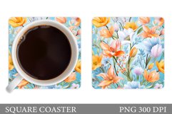 Flowers Coaster Sublimation. Summer Coaster Design Product Image 1
