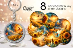 Romantic sunflowers | Car coaster &amp; key chain sublimation Product Image 1