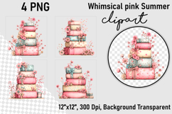 Whimsical pink Summer clipart PNG, Summer clipart Product Image 1