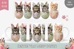 Cartoon Easter Cat Mug Wrap, Easter Mug Template Product Image 1