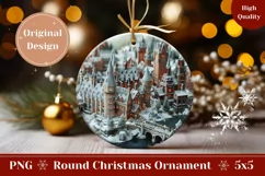 3D Magic Village Ornament PNG, 3D Winter Round Ornament Product Image 1
