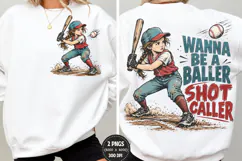 Softball Front Back Shirt Design, Girl Batter Front Back PNG Product Image 2