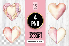 Watercolor Pastel Heart Clipart Sublimation PNG Product Image 1